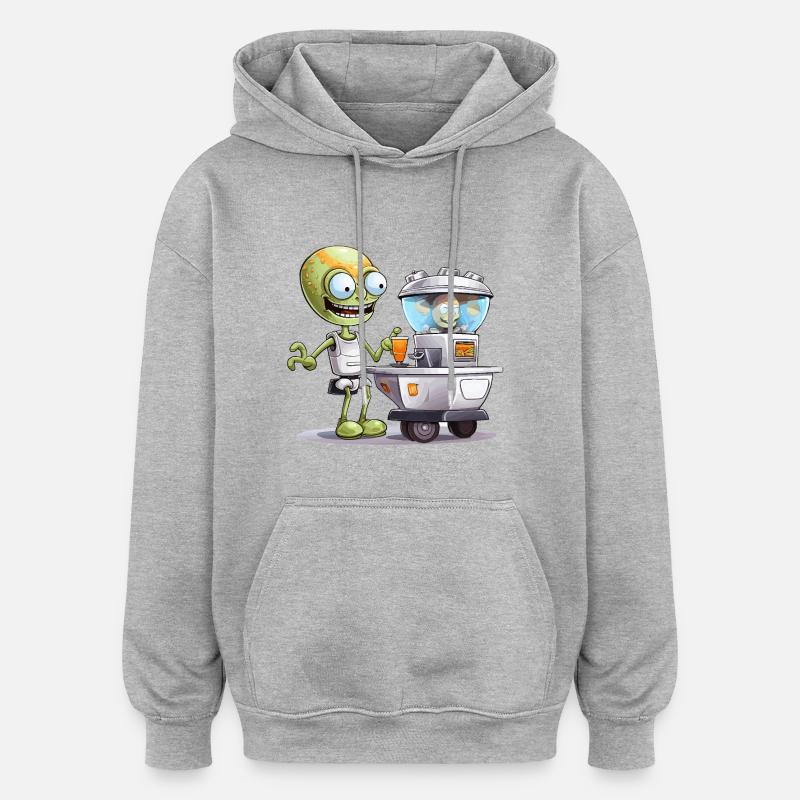 Barman extraterrestre au Space Bar - Sweat à capuche oversize unisexe - gris chiné