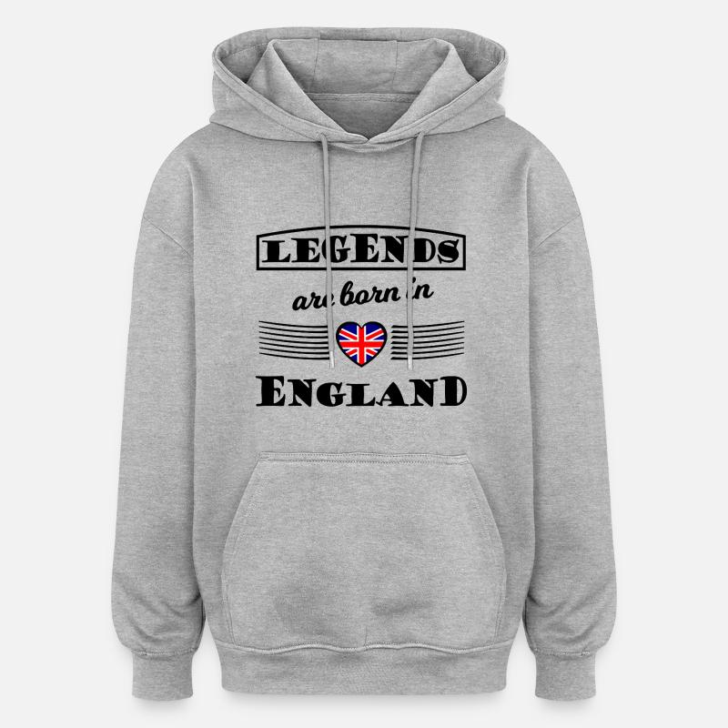 Cœur avec le drapeau Union Jack - Sweat à capuche oversize unisexe - gris chiné