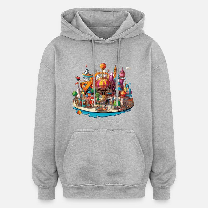 Farbenfrohe Freizeitinsel - Oversized Unisex Hoodie - Grau meliert
