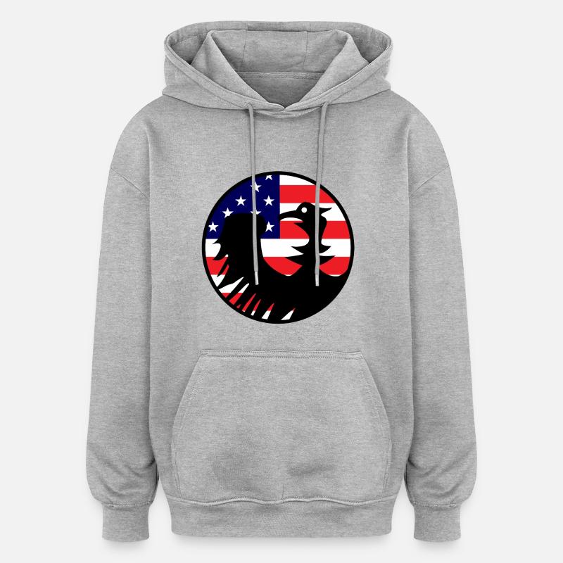 Drapeau de l’aigle aux États-Unis - Sweat à capuche oversize unisexe - gris chiné