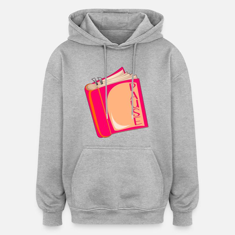 Pause de lecture - Sweat à capuche oversize unisexe - gris chiné