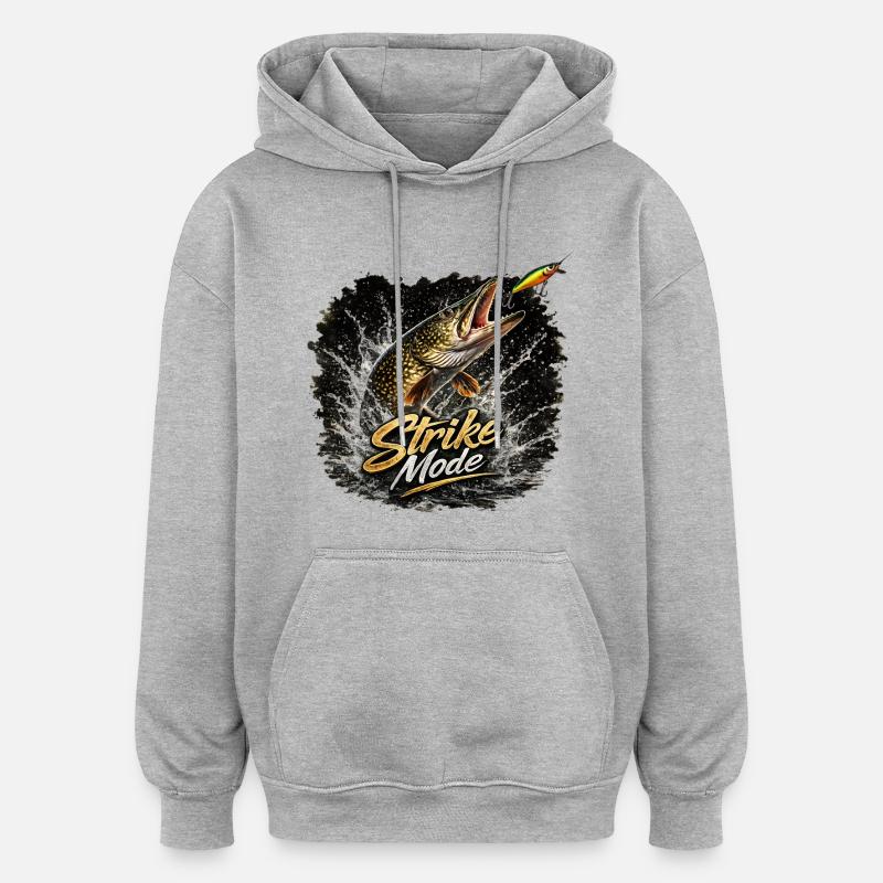 Strike Mode Pike – Predator Angelshirt - Oversized Unisex Hoodie - Grau meliert