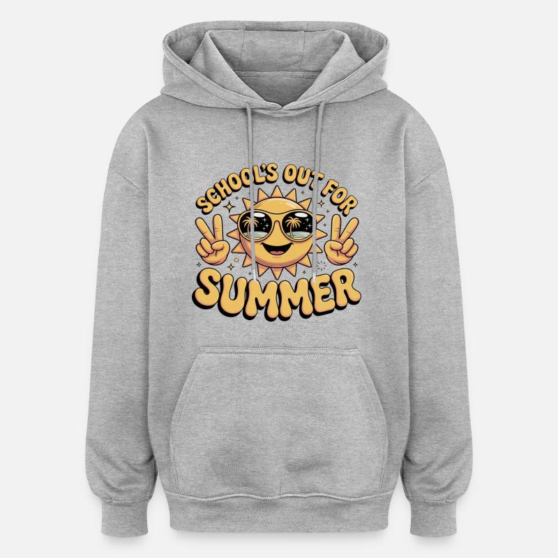 Été - Sweat à capuche oversize unisexe - gris chiné