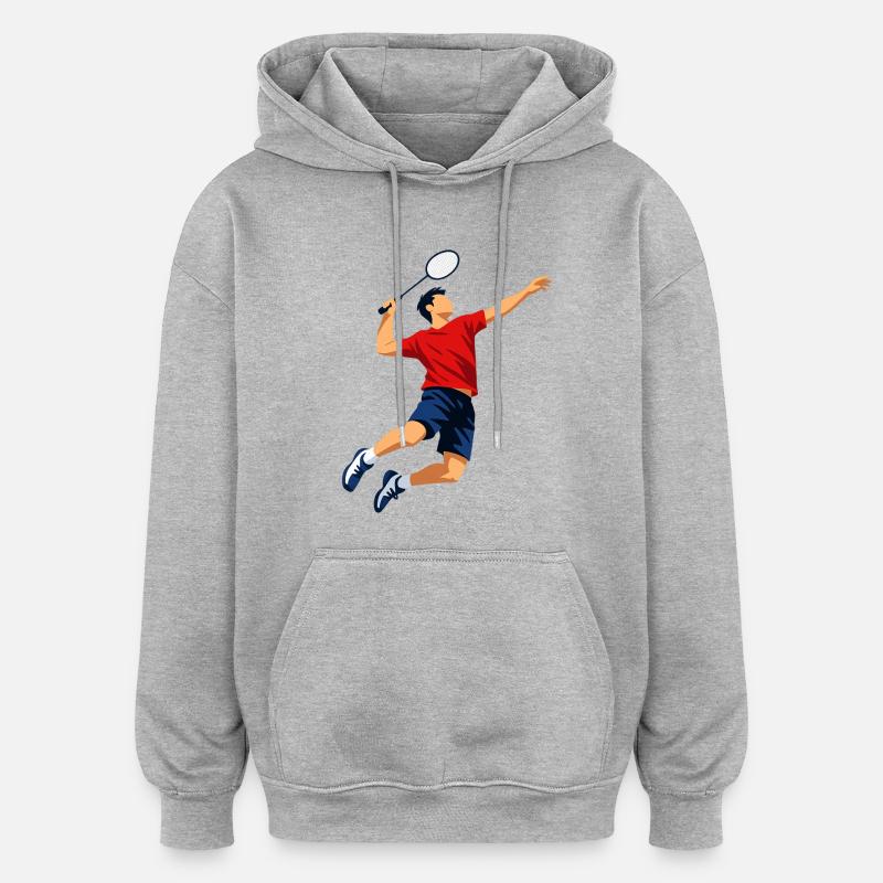 Badminton Smasher - Sweat à capuche oversize unisexe - gris chiné
