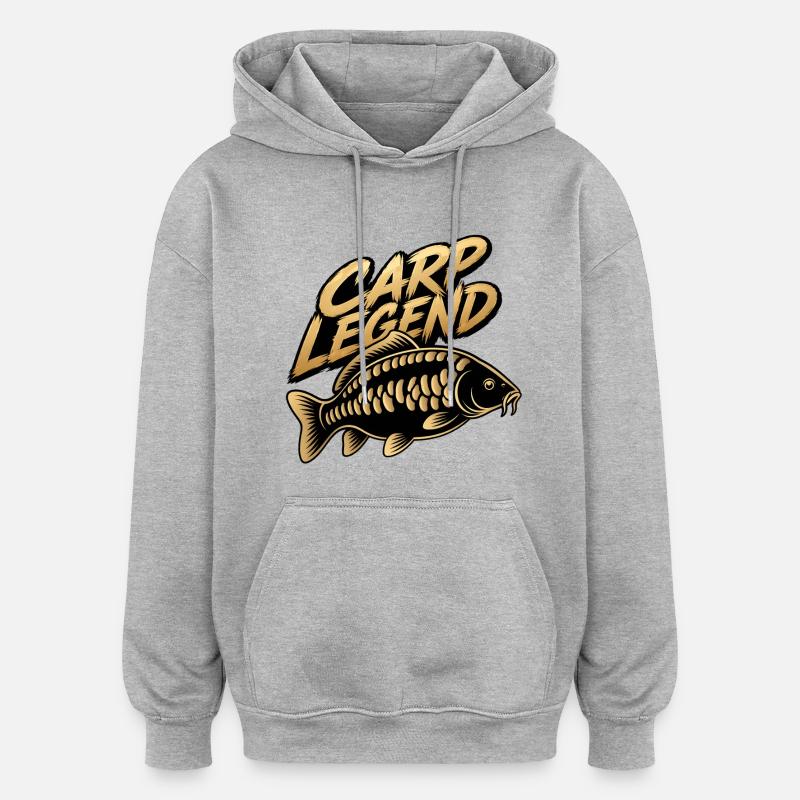 Conception de pêcheur Carp Legend - Sweat à capuche oversize unisexe - gris chiné