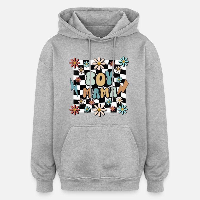 Boy Mama Blumen Muster Mutter Schwangerschaft - Oversized Unisex Hoodie - Grau meliert