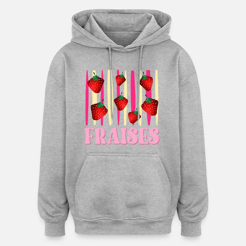 Fraises - Sweat à capuche oversize unisexe - gris chiné