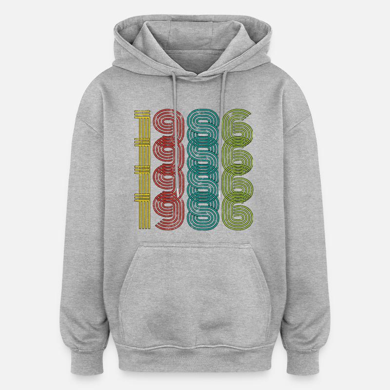 Millésime 1986 - Sweat à capuche oversize unisexe - gris chiné