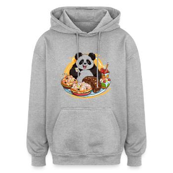 Panda Dessert Fest - Oversized Unisex Hoodie - Grau meliert - Vorne - Noah (186cm)