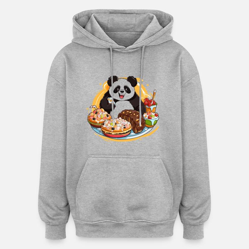 Panda Dessert Fest - Oversized Unisex Hoodie - Grau meliert