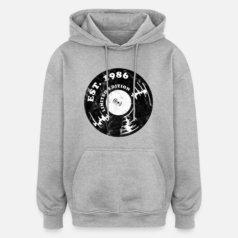 Millésime 1986 - Sweat à capuche oversize unisexe - gris chiné