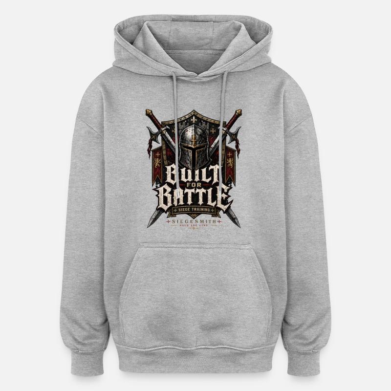 Crusader: Built For battle - Oversized Unisex Hoodie - heather grey