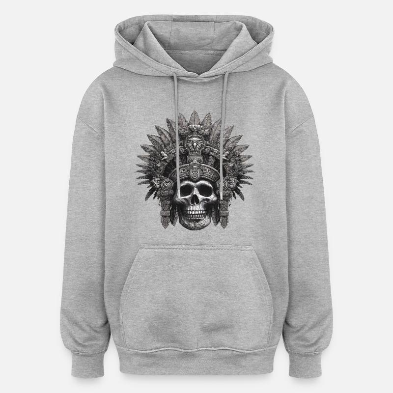 Mayan Warrior Aztec Design - Oversized Unisex Hoodie - heather grey