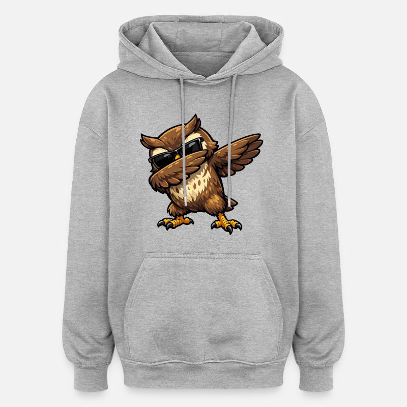 Chouette à l’eau - Sweat à capuche oversize unisexe - gris chiné