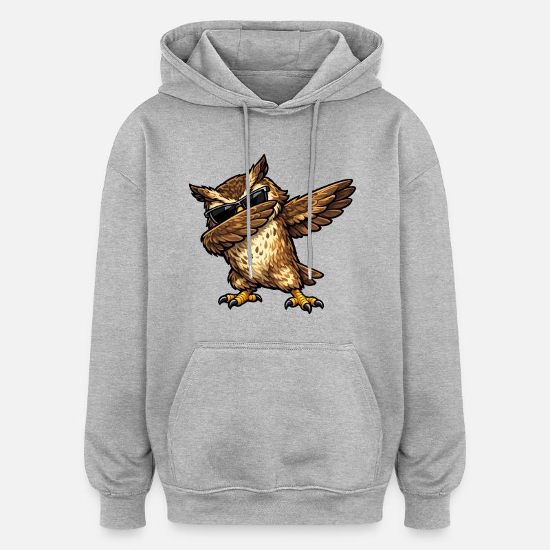 Chouette grand-duc - Sweat à capuche oversize unisexe - gris chiné