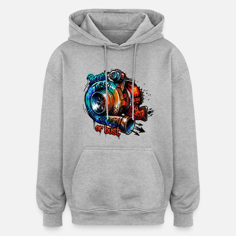 Turbo Boost ou Bust - Sweat à capuche oversize unisexe - gris chiné