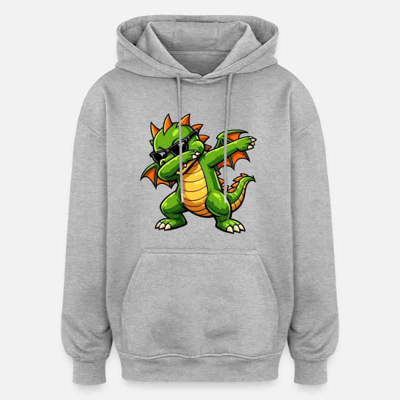 Süßer Dabbing Drache - Oversized Unisex Hoodie - Grau meliert
