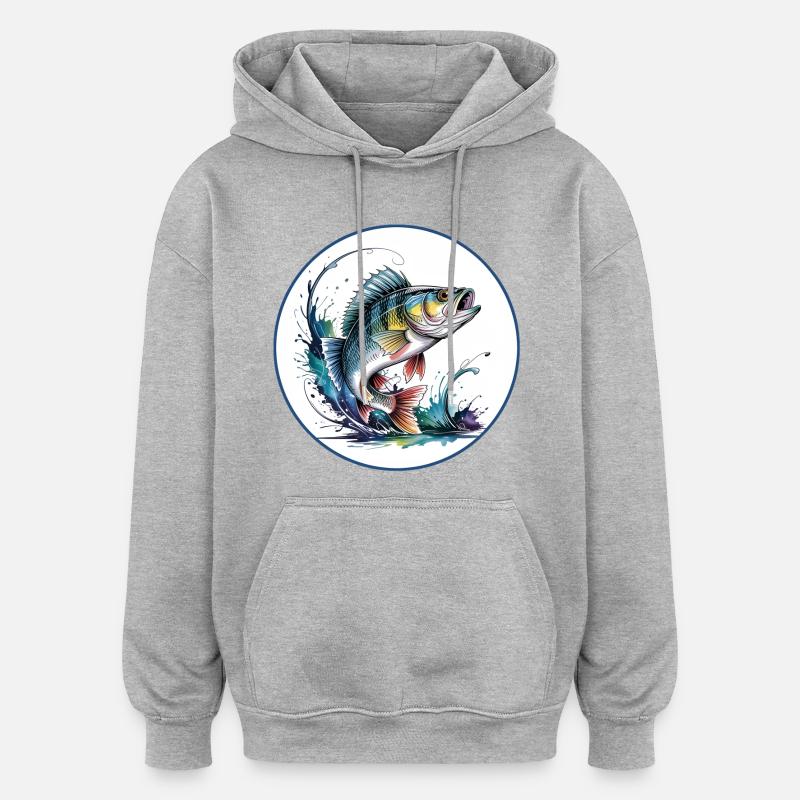 Pêche à la perche - Sweat à capuche oversize unisexe - gris chiné