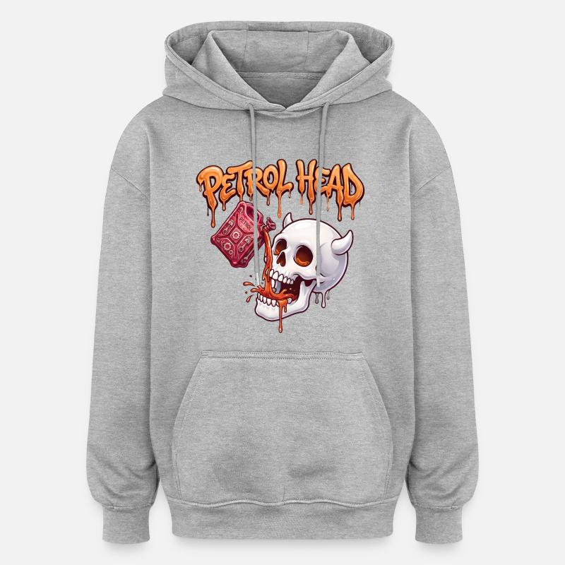 Petrolkopf-Schädel - Oversized Unisex Hoodie - Grau meliert