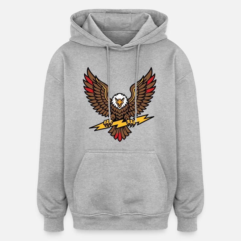 Old school tattoo style lightning eagle - Oversized Unisex Hoodie - heather grey