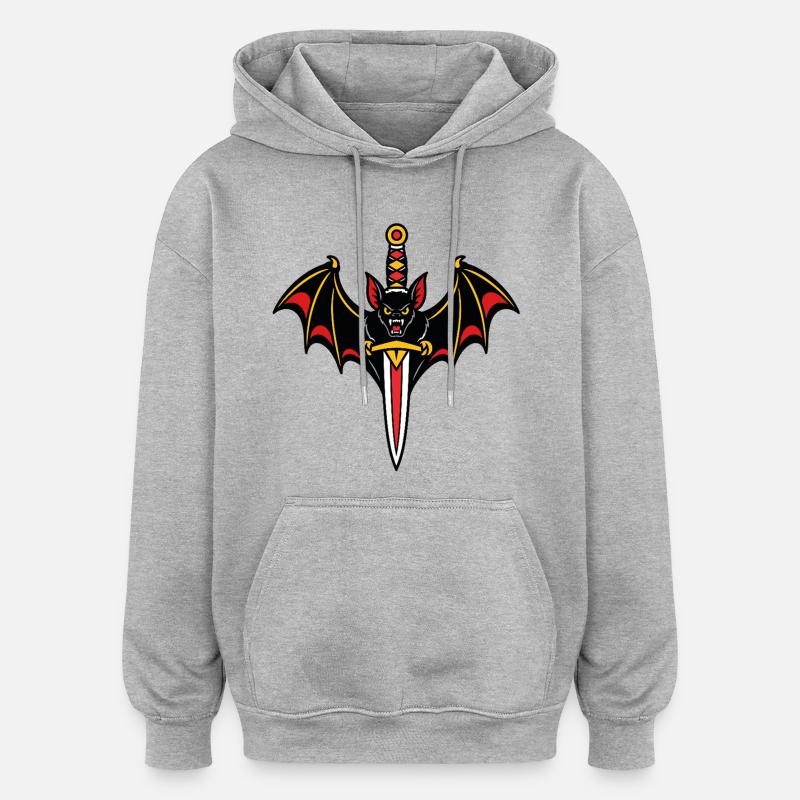 Fledermausdolch-Tattoo dunkel - Oversized Unisex Hoodie - Grau meliert
