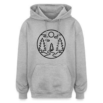 Moonforest Path Silhouette - Oversized Unisex Hoodie - heather grey - Front - Noah (186cm)