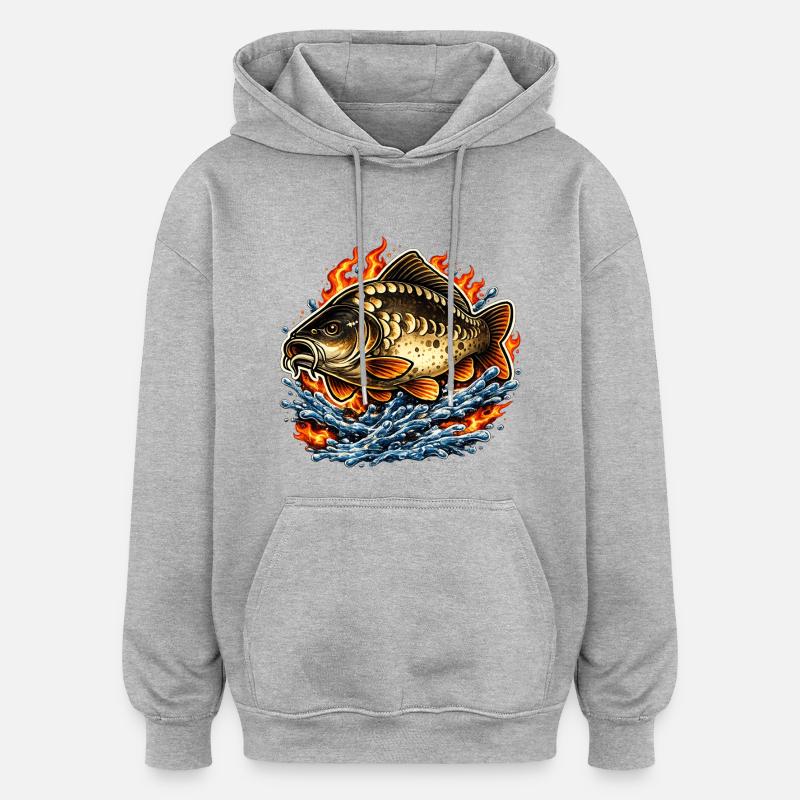 Carpe miroir - Sweat à capuche oversize unisexe - gris chiné