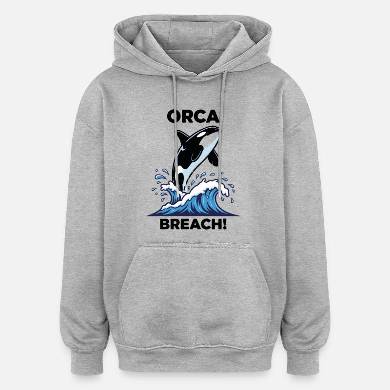 Schwertwal-Durchbruch-Seeorca - Oversized Unisex Hoodie - Grau meliert