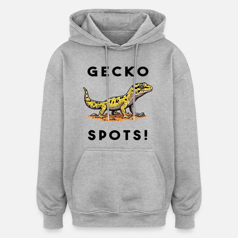 Gecko Leopard Bask Lizard Terrarium - Oversized Unisex Hoodie - heather grey