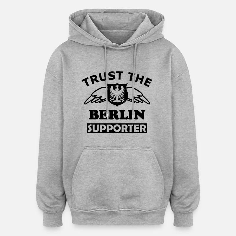 Berlin Textdesign Weiß - Oversized Unisex Hoodie - Grau meliert
