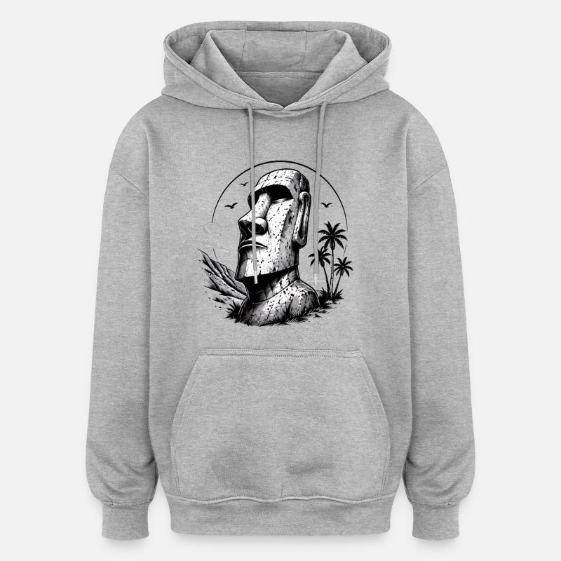 Moai Osterinsel Statue  - Oversized Unisex Hoodie - Grau meliert