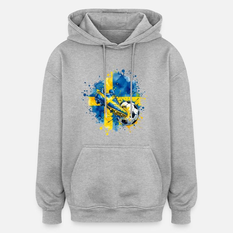 Football - Équipe de Suède - Sweat à capuche oversize unisexe - gris chiné