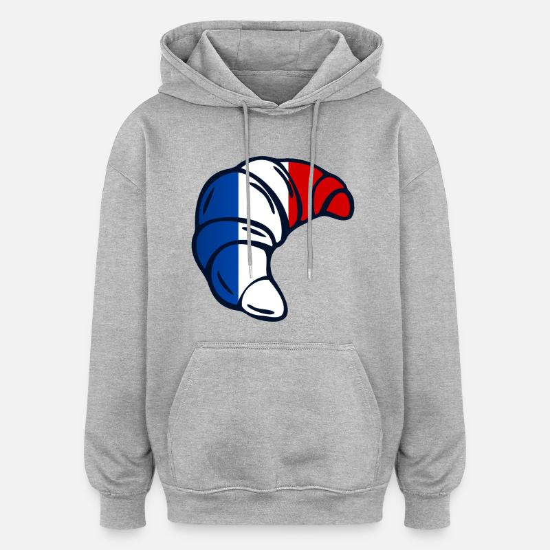 France Croissants - Sweat à capuche oversize unisexe - gris chiné