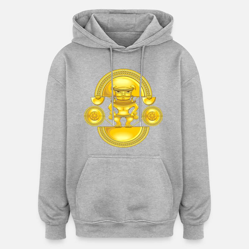 Le chaman doré - Sweat à capuche oversize unisexe - gris chiné