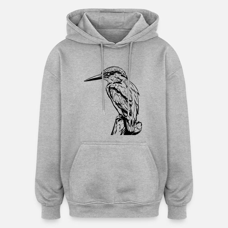 Specht / Eisvogel - Oversized Unisex Hoodie - Grau meliert