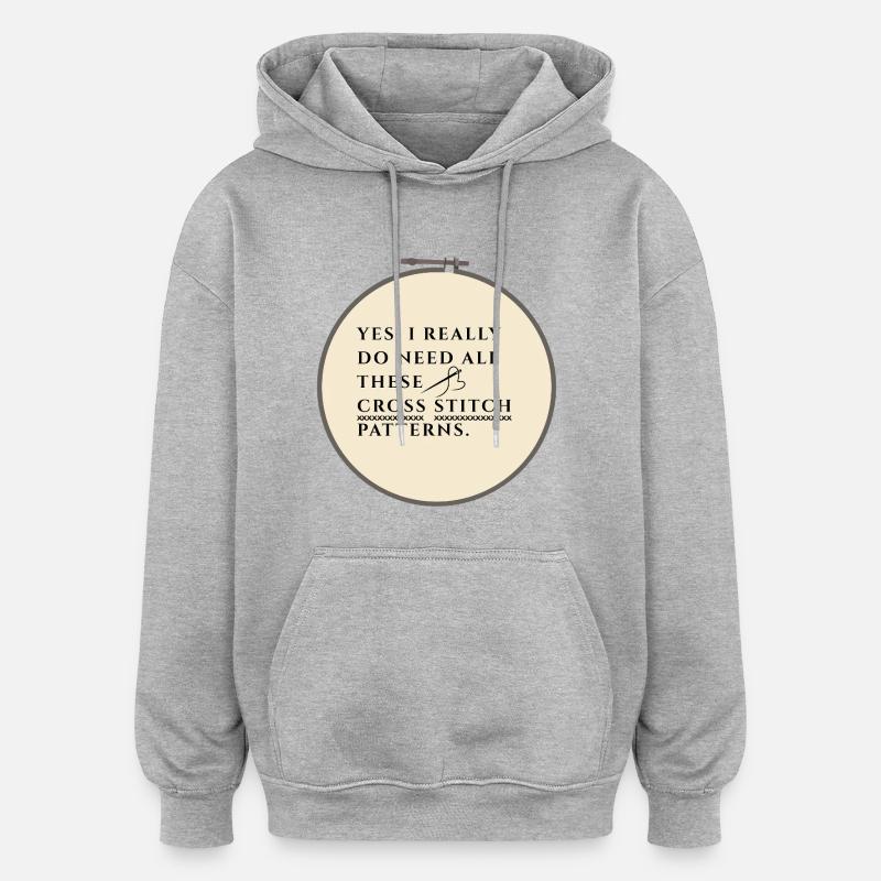 Cross Stitch Pattern Obsession - Oversized Unisex Hoodie - heather grey