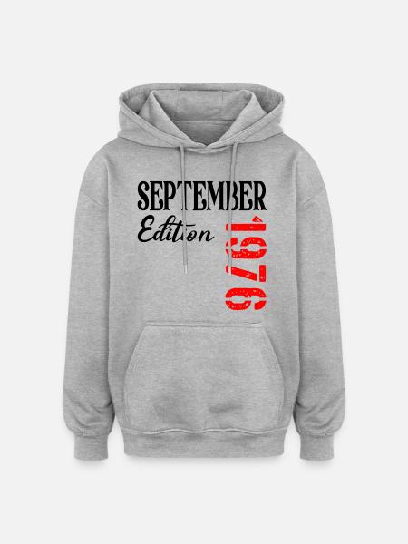 50th birthday September 1976 - Oversized Unisex Hoodie - heather grey