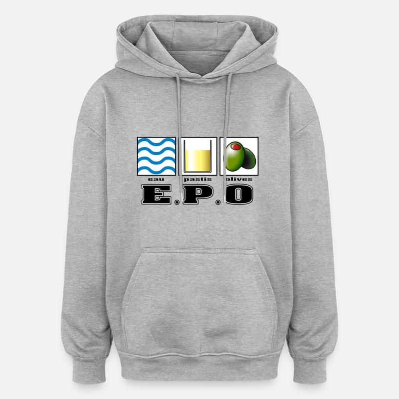 e.p.o eau pastis olives - Sweat à capuche oversize unisexe - gris chiné