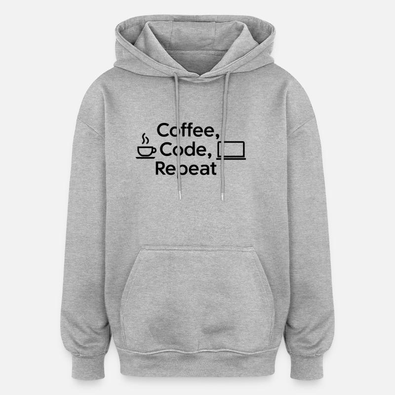 Coffee & Code: Daily Routine - Oversized Unisex Hoodie - heather grey
