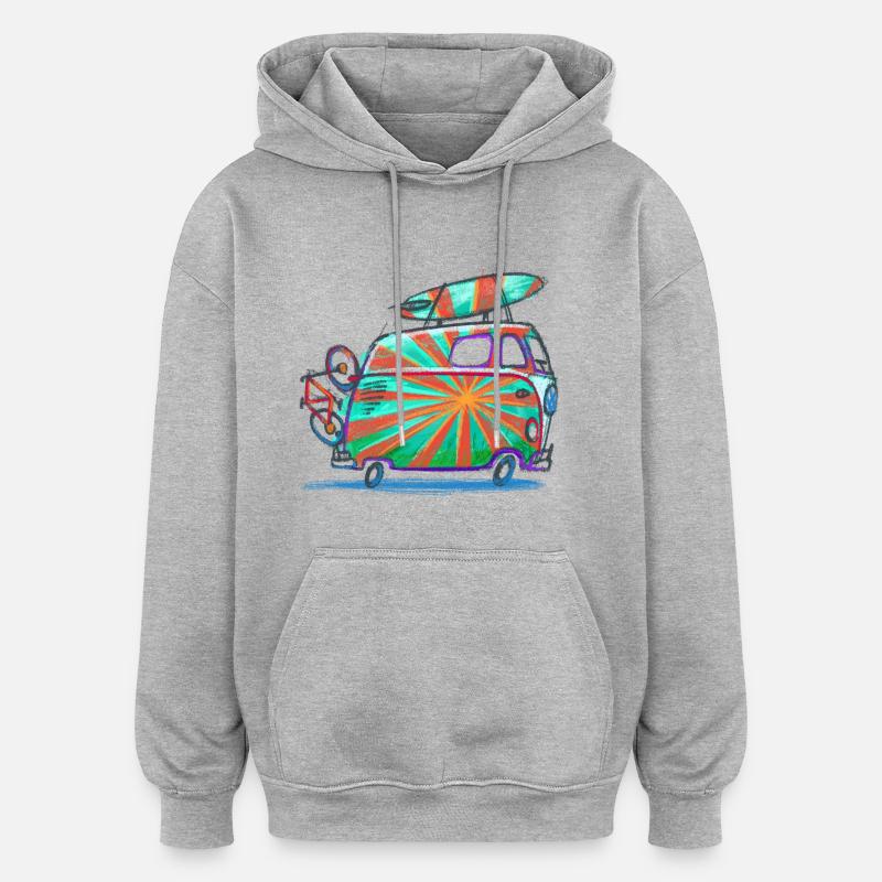 Volkswagen T1 Camper dibujado - Sudadera con capucha oversize unisex - gris jaspeado