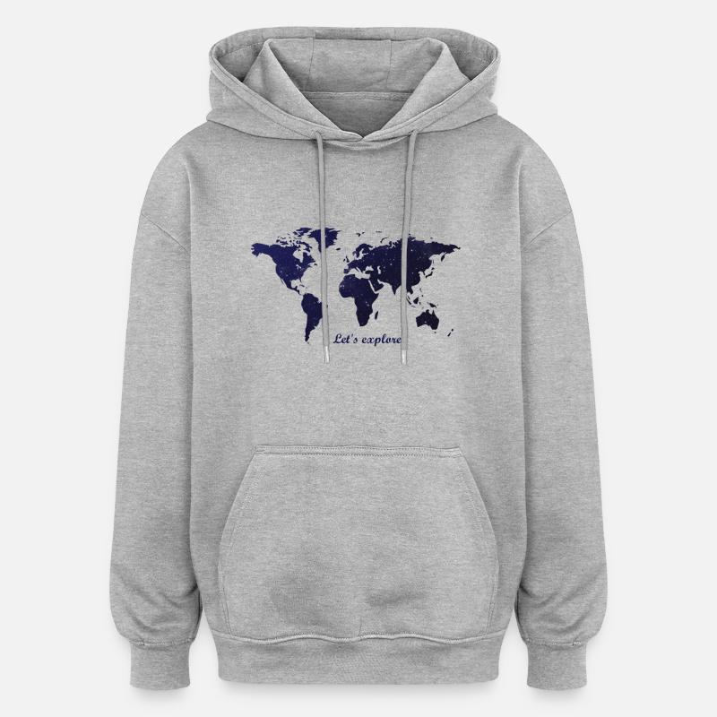 monde - Sweat à capuche oversize unisexe - gris chiné