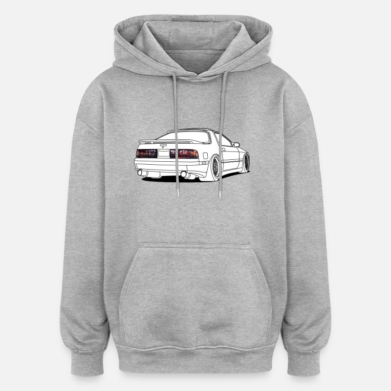 old rx7 white - Sweat à capuche oversize unisexe - gris chiné