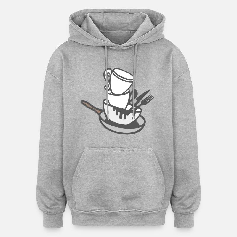 vaisselle - Sweat à capuche oversize unisexe - gris chiné