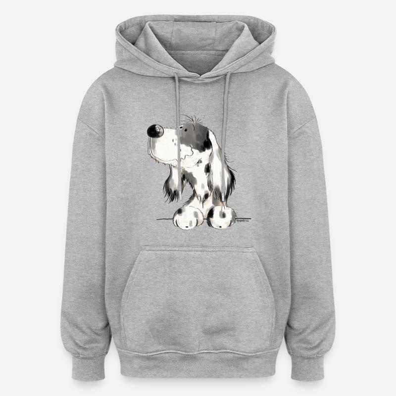 Englischer Setter I Hunde Comic Geschenk - Oversized Unisex Hoodie - Grau meliert