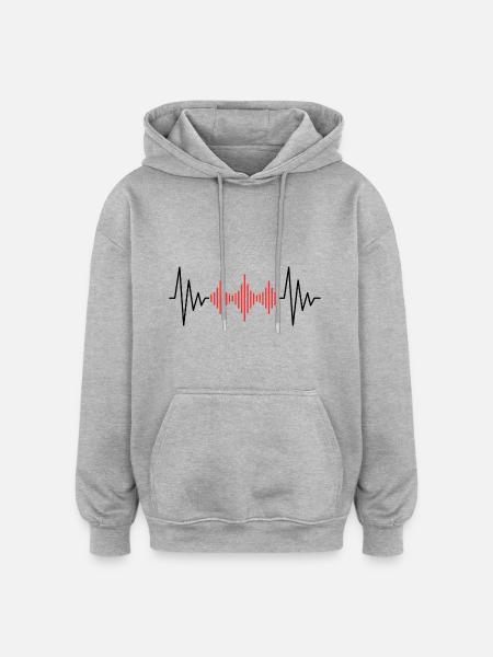 Podcast Herzschlag - Oversized Unisex Hoodie - Grau meliert