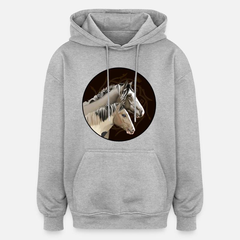 Jumeaux dans le Cercle Mandala - Sweat à capuche oversize unisexe - gris chiné