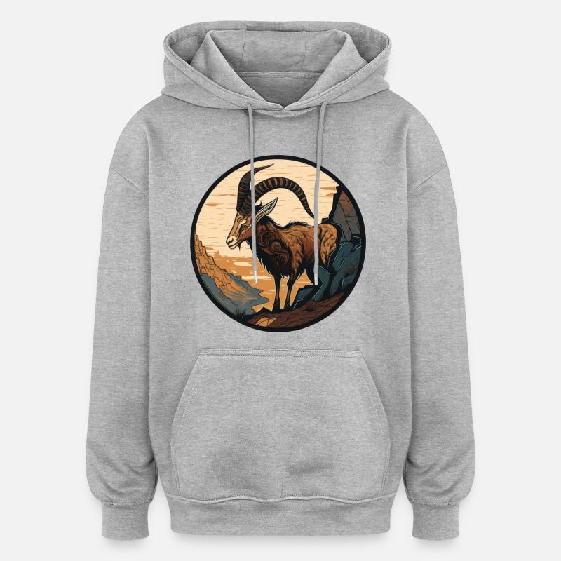 Capricorne - Sweat à capuche oversize unisexe - gris chiné