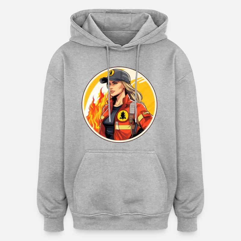 Pompière - Sweat à capuche oversize unisexe - gris chiné