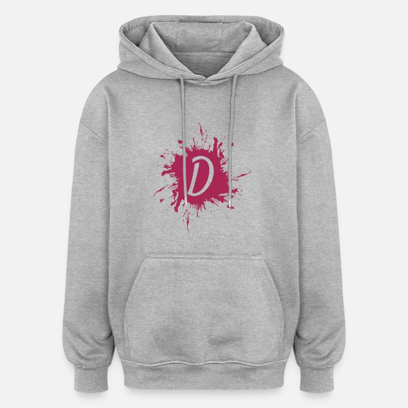 Letter D - initial letter D - Oversized Unisex Hoodie - heather grey