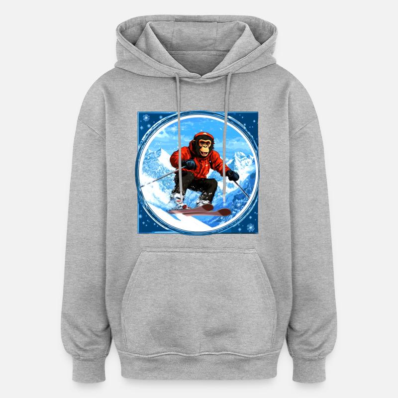 Singe de ski - Sweat à capuche oversize unisexe - gris chiné